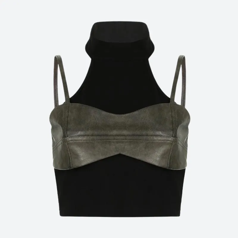 Brownm Crop Halter Top