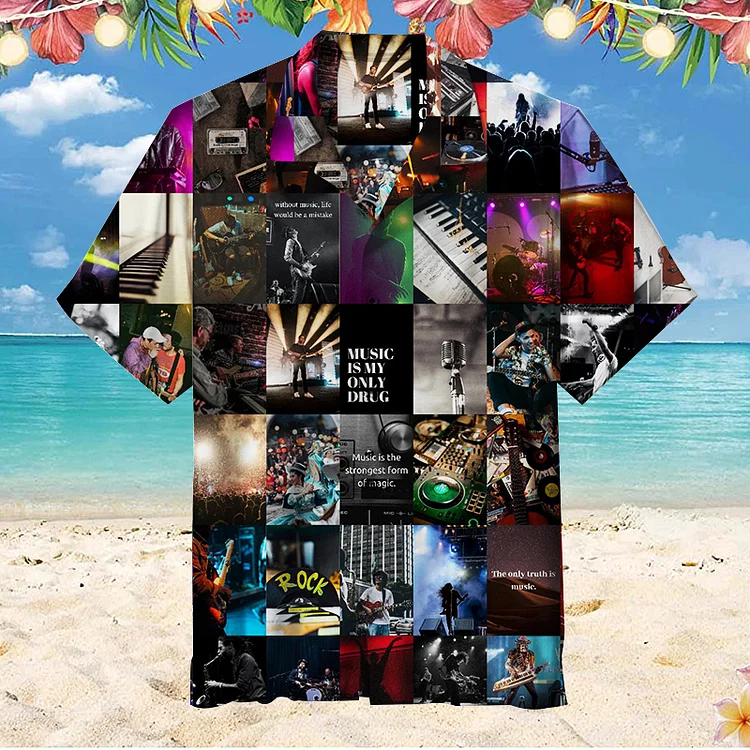 Rock Band Photo Collage|Unisex Hawaiian Shirt