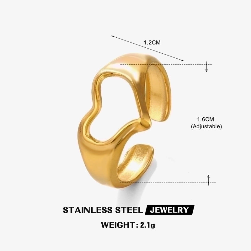 304 Stainless Steel 18K Gold Plated IG Style Plating Heart Shape Butterfly Open Rings