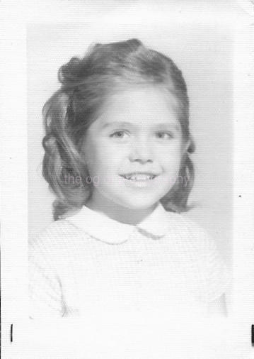 SCHOOL GIRL Small Found Photo Poster painting bwOriginal Portrait VINTAGE 07 10 N