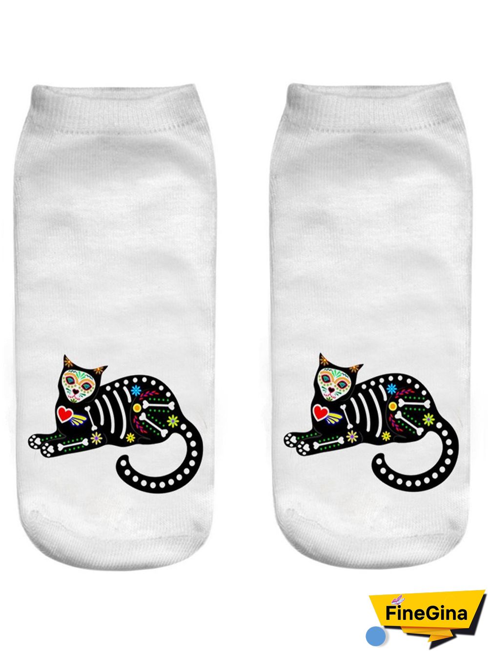 Halloween 3D Printing Black Cat Pattern Socks Festive Decoration Funny Socks