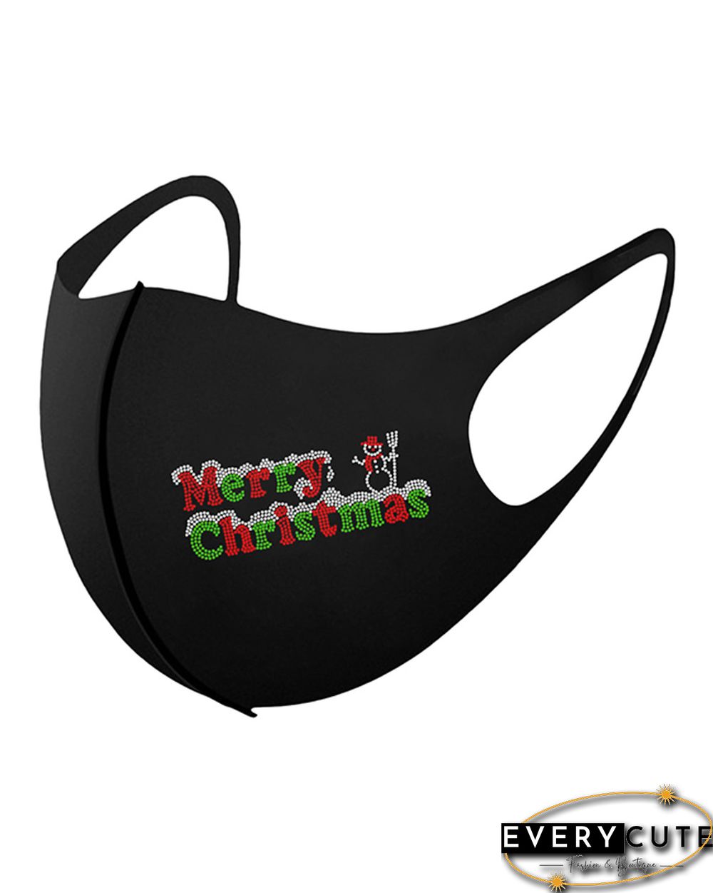 Christmas Letter Graphic Pattern Studded Face Mask