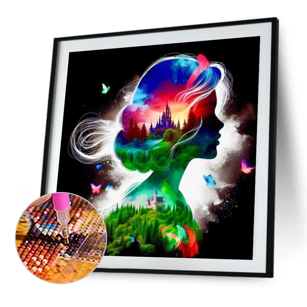 Diamond Painting - Full Square Drill - Princess Forest Silhouette(Canvas|35*35cm)
