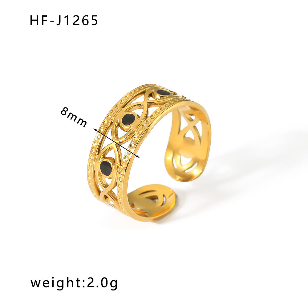 Women IG Style Circle Round Geometric Stainless Steel Electroplating Rings