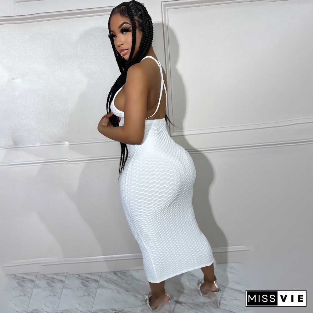 Summer Spaghetti Straps Backless Bodycon Dresses