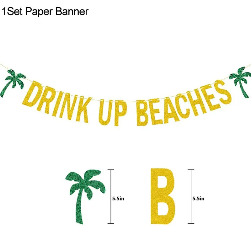 Hawaii Aloha Happy Birthday Banner Flamingo Hawaiian Tropical Party Decor Luau Summer Party Supplies Latex Balloons Cake Toppers