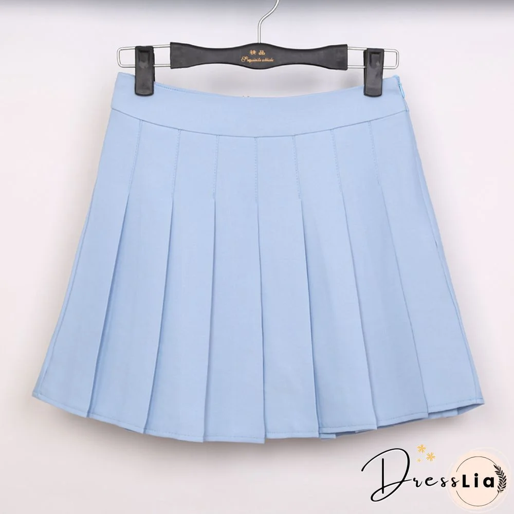 New Spring High Waist Ball Pleated Skirts Harajuku Denim Skirts Solid A-line Sailor Skirt Japanese School Uniform
