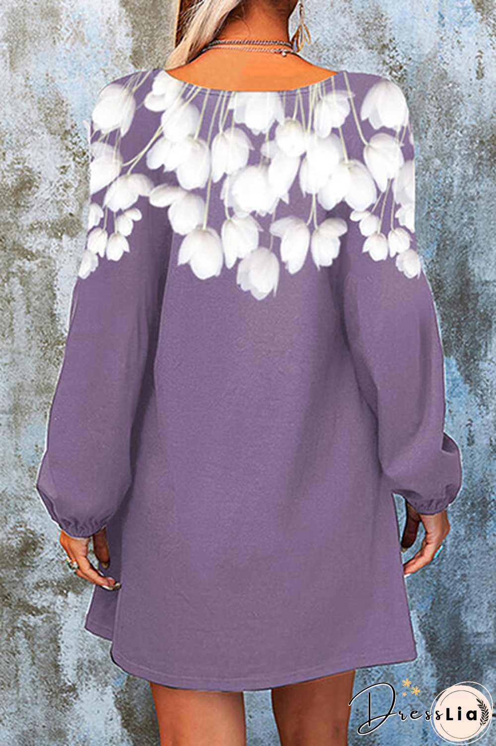 Casual Floral Split Joint  Contrast V Neck A Line Dresses