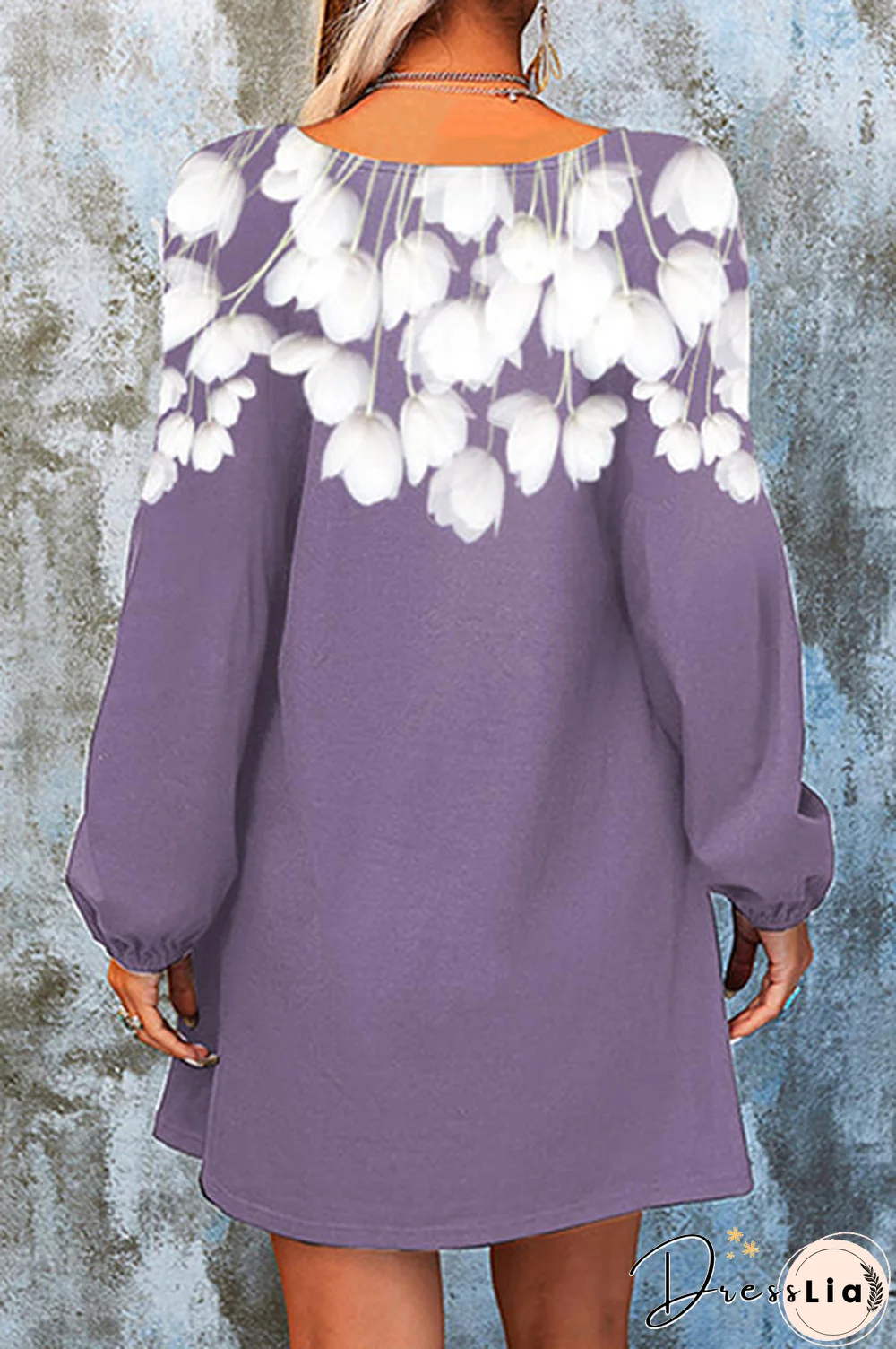 Casual Floral Split Joint  Contrast V Neck A Line Dresses