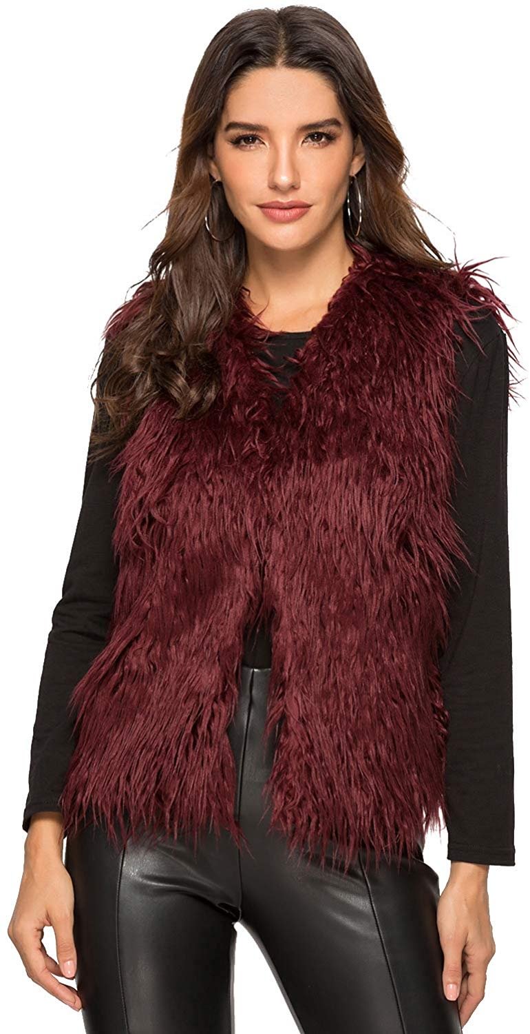 Women's Faux Fur Vest Warm Sleeveless Waistcoat Autumn and Winter Outwear Jacket