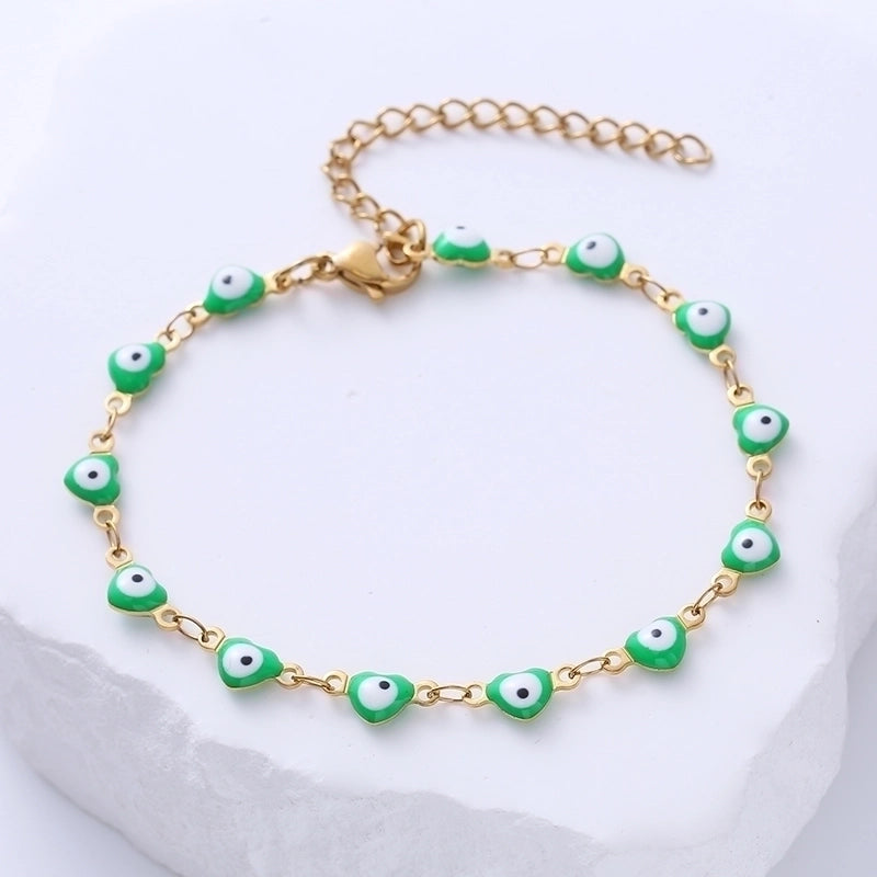 Classic Style Devil’S Eye Heart Shape 304 Stainless Steel 18K Gold Plated No Inlaid Stainless Steel Bracelets In Bulk