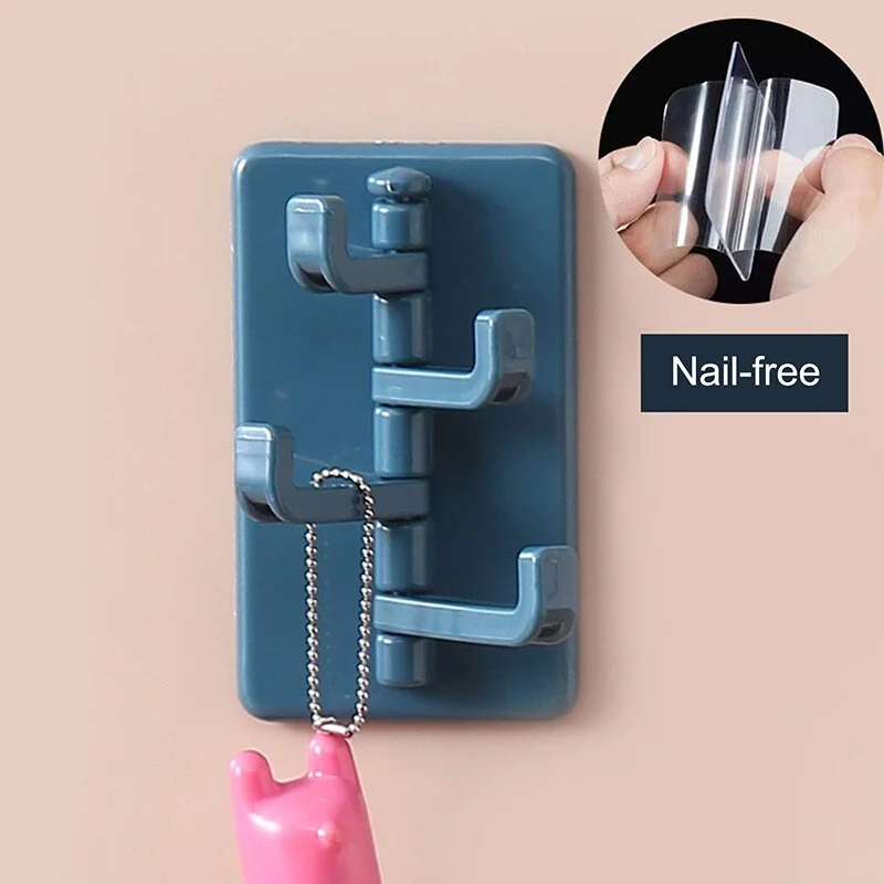Rotating Adhesive Hook Creative Nordic Adhesive Hook Bathroom Kitchen Wall Hole-Free Hanger key bag clothes hook home organizer