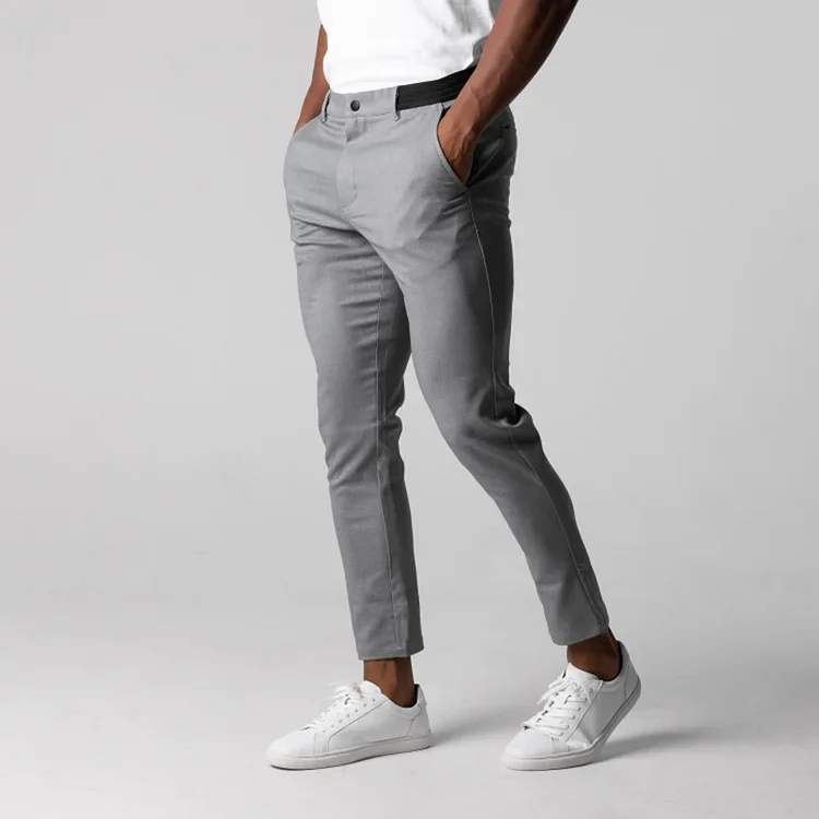 Men's Casual Business Slant Pocket Solid Color Slim Pants
