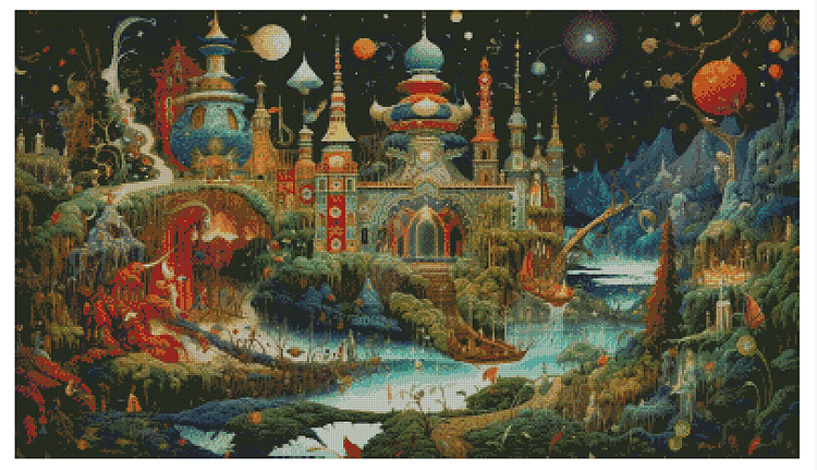 Fantasy Castle Scenery 11CT Stamped Cross Stitch 90*50cm(Canvas) gbfke