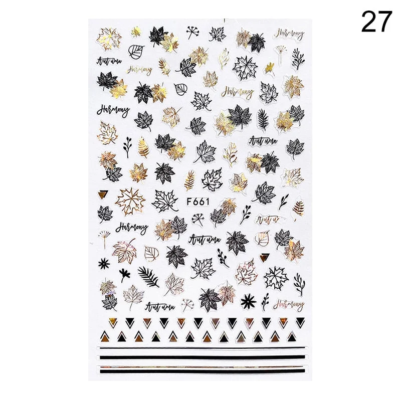 1PC Succulent Plants Flower 3D Nail Sticker Spring Floral Leaves Adhesive Transfer Decals Slider DIY Nail Art Decoration-Nail Inspo