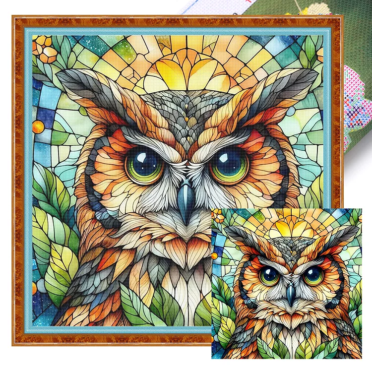【Huacan Brand】Owl 40*40cm 11CT Stamped Canvas Cross Stitch gbfke