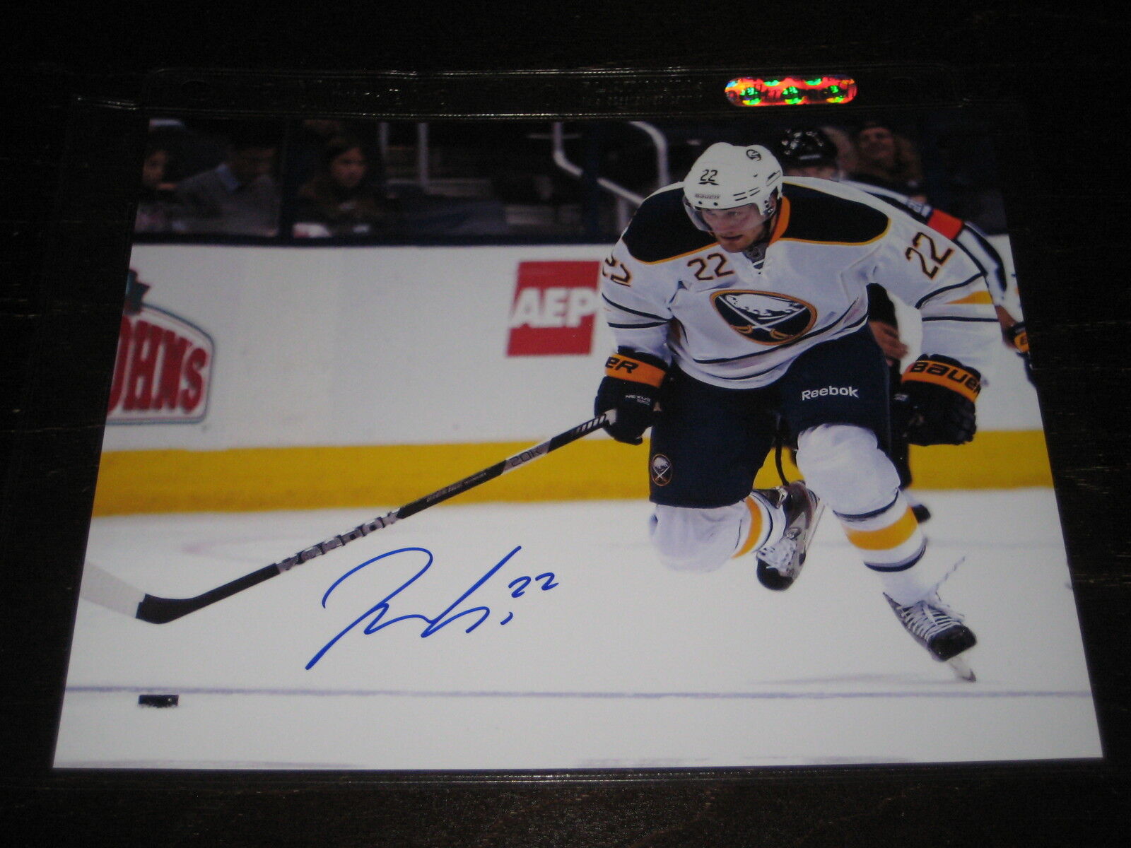 JOHAN LARSSON autographed BUFFALO SABRES 8x10 Photo Poster painting L@@K