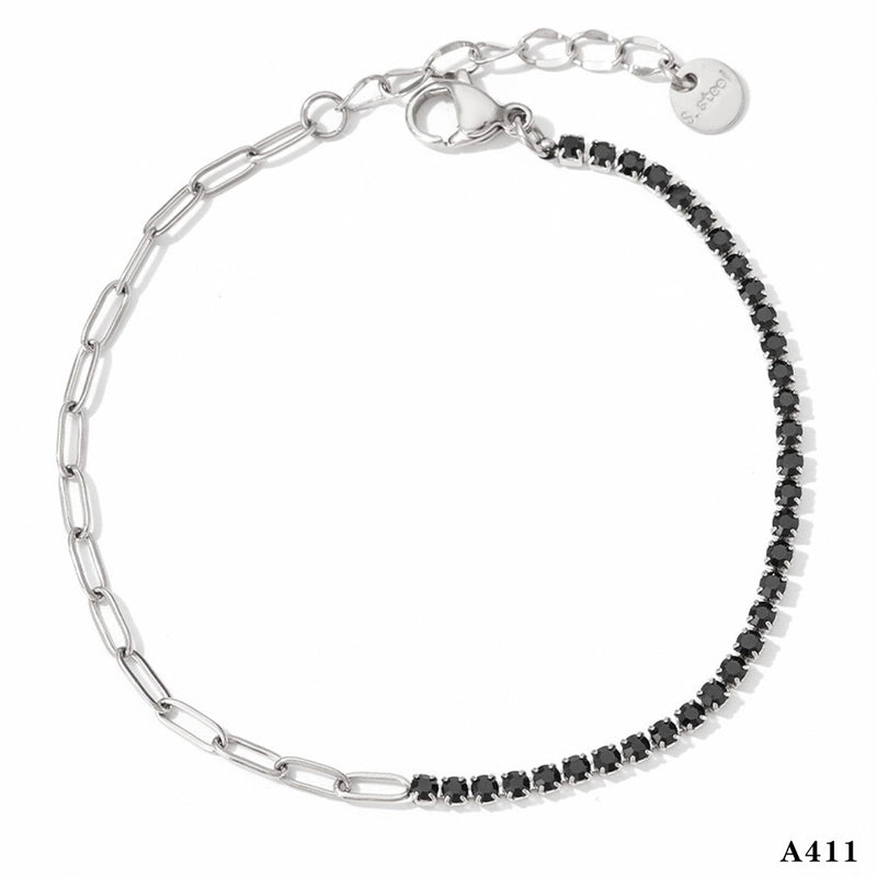 Modern Style Artistic Geometric 304 Stainless Steel Zircon 16K Gold Plated White Gold Plated Gold Plated Inlay Bracelets Anklet