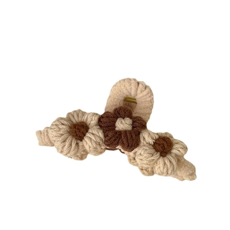 Vintage Style Flower Yarn Hair Claws