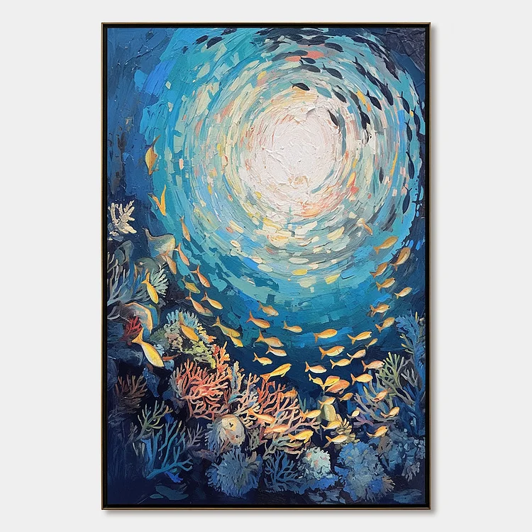 OCEAN&rsquo;S GRACE: Textured Impasto Seascape Painting（Canvas painting）