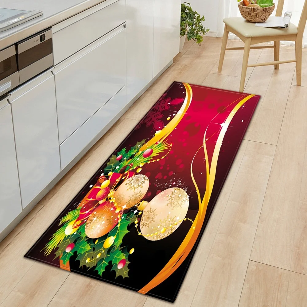 Kitchen Carpet Entrance Doormat Home Mat For Floor Merry Christmas Bedroom Tatami Dcorative Carpet Bath Anti-Slip Hallway Rugs