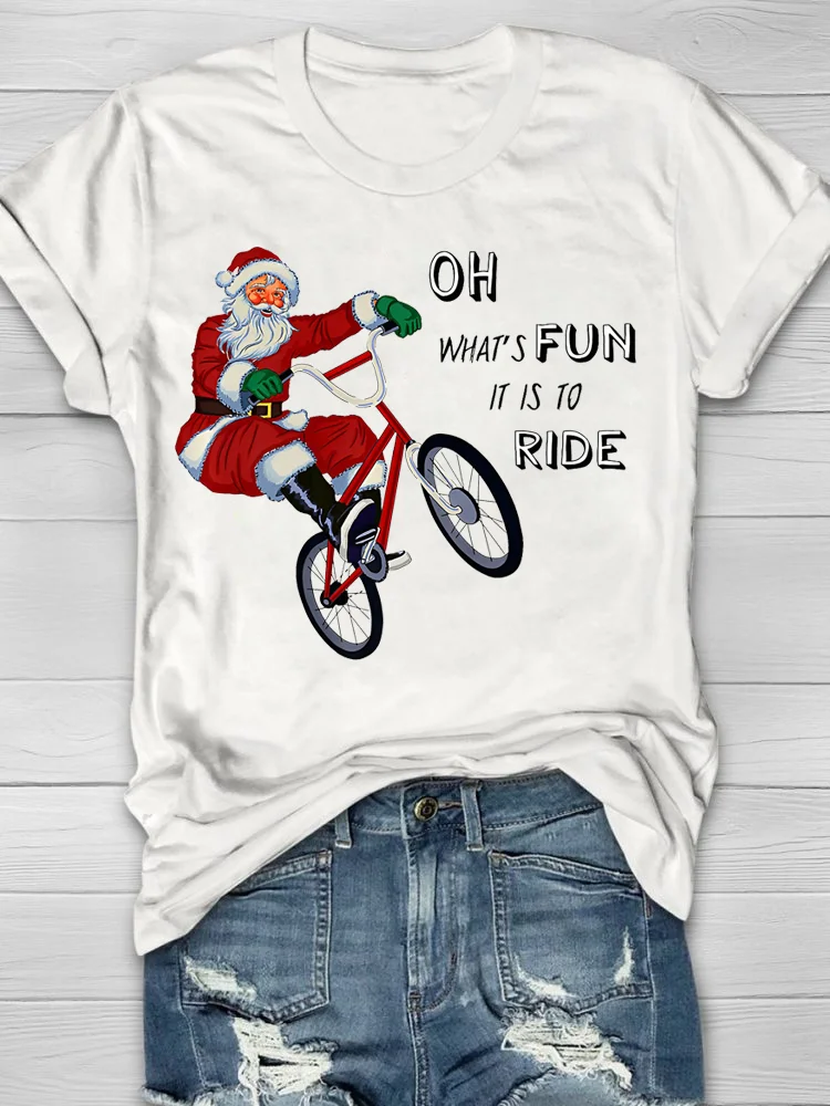 Eagerlys Bmx Christmas Santa Oh What Fun It Is To Ride T-Shirt Eagerlys