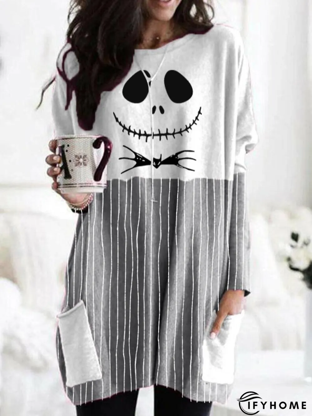Halloween skull comfortable loose and casual dress | IFYHOME