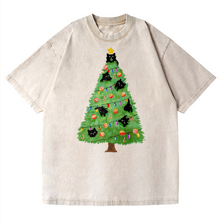 Christmas tree Men's washed T-shirt