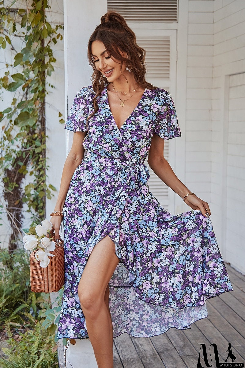 MidiSono - Floral Dream V-Neck Midi Dress