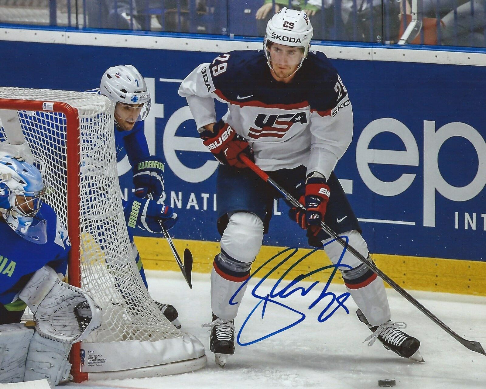 Brock Nelson Signed 8x10 Photo Poster painting Team USA IIHF World Championships Autographed COA