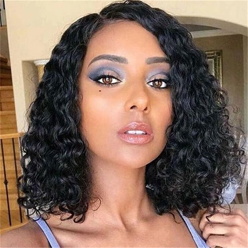Star Style Europe and The United States Short Curly Hair Wig Black In Small Volumes of Chemical Fiber Head Set Africa-Hoverseek
