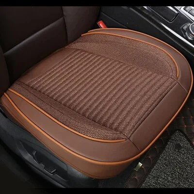 3D Driver Cushion Chair Pad Flax Leather Front Car Cover Auto Seat Protector Breathable Interior Accessories