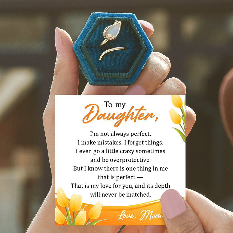 To My Daughter Gold Tulip Flower Ring