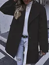 Simple Solid Color Lapel Collar Buttoned Loose Casual Woolen Outerwear