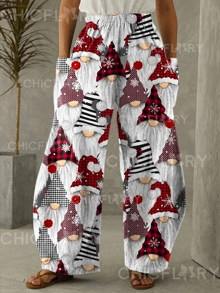 Christmas Print Casual Pants