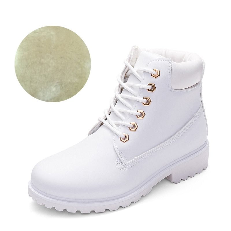 Winter Women Boots Warm Snow Boot Rubber Sneakers Platform Shoes Fur White Boots Lace Up Bota Feminina Punk Schoenen Vrouw