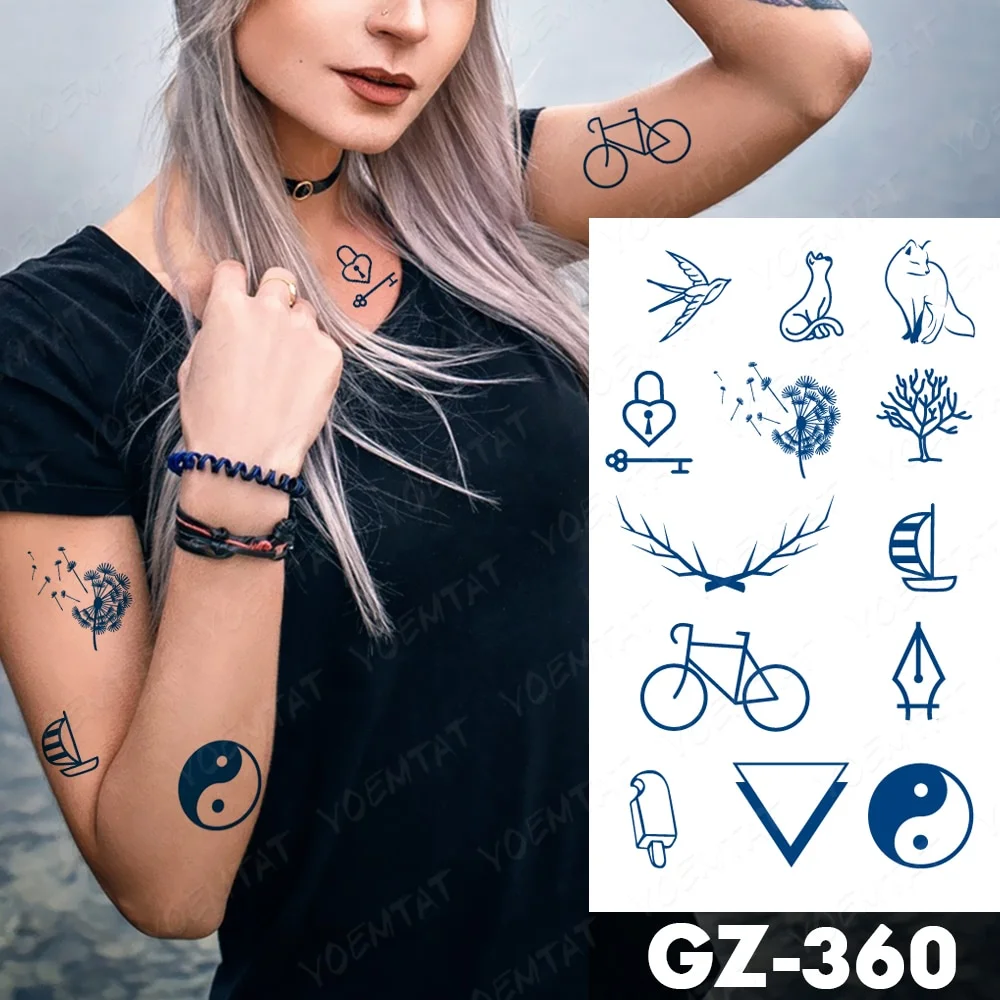 Sdrawing Juice Lasting Ink Waterproof Temporary Tattoo Sticker Genipin Herbal Tatoo Women Body Art Fake Tatto Snake Flower