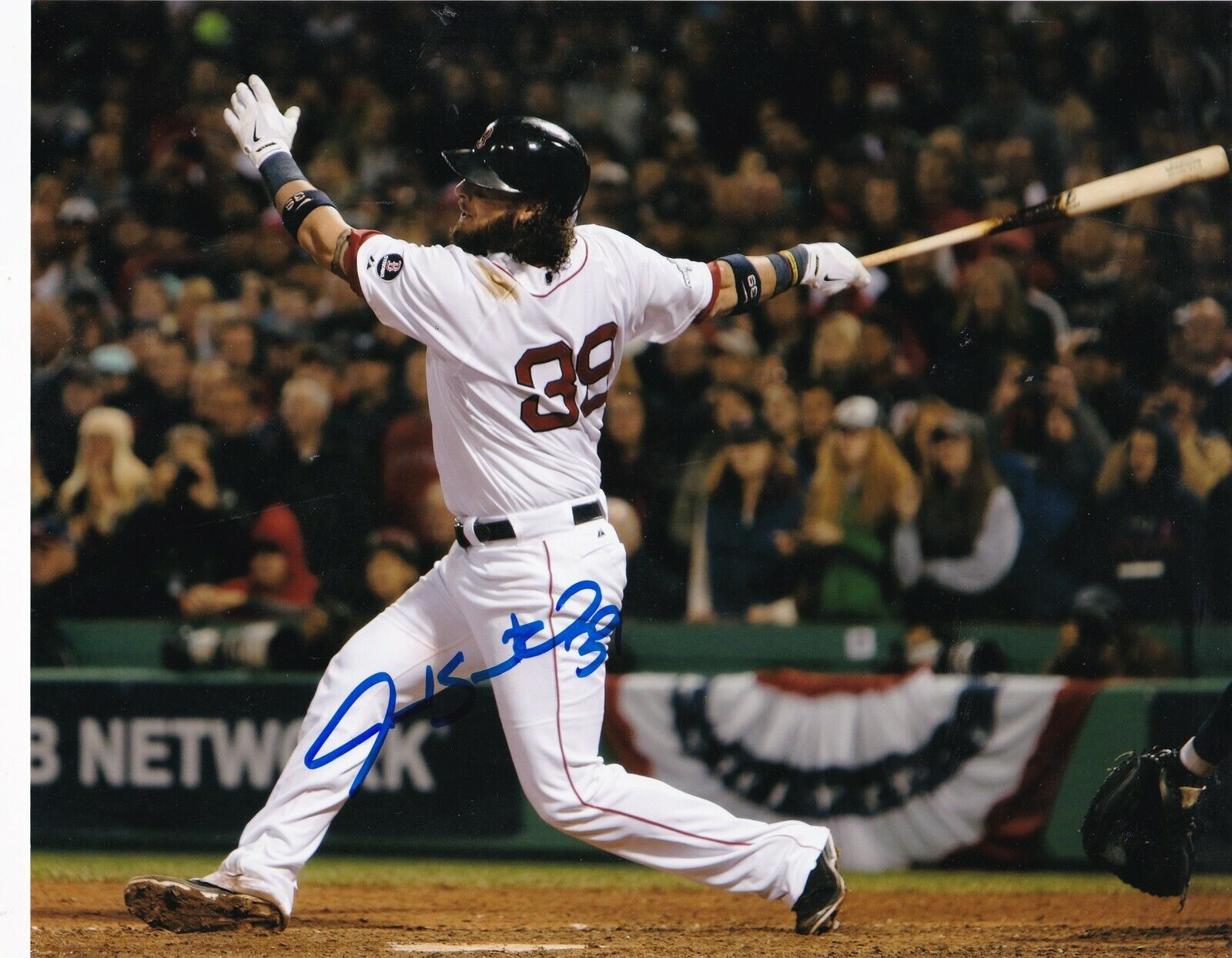 JARROD SALTALAMACCIA BOSTON RED SOX ACTION SIGNED 8x10