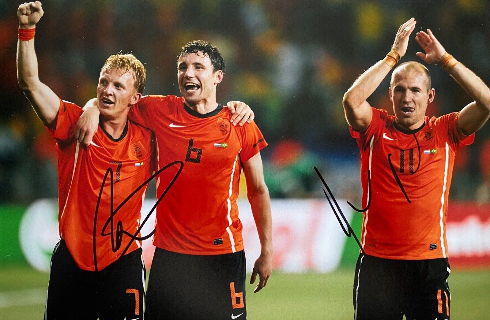 Dirk Kuyt & Arjen Robben Hand Signed 12x8 Netherlands Photo Poster painting, Liverpool, Bayern