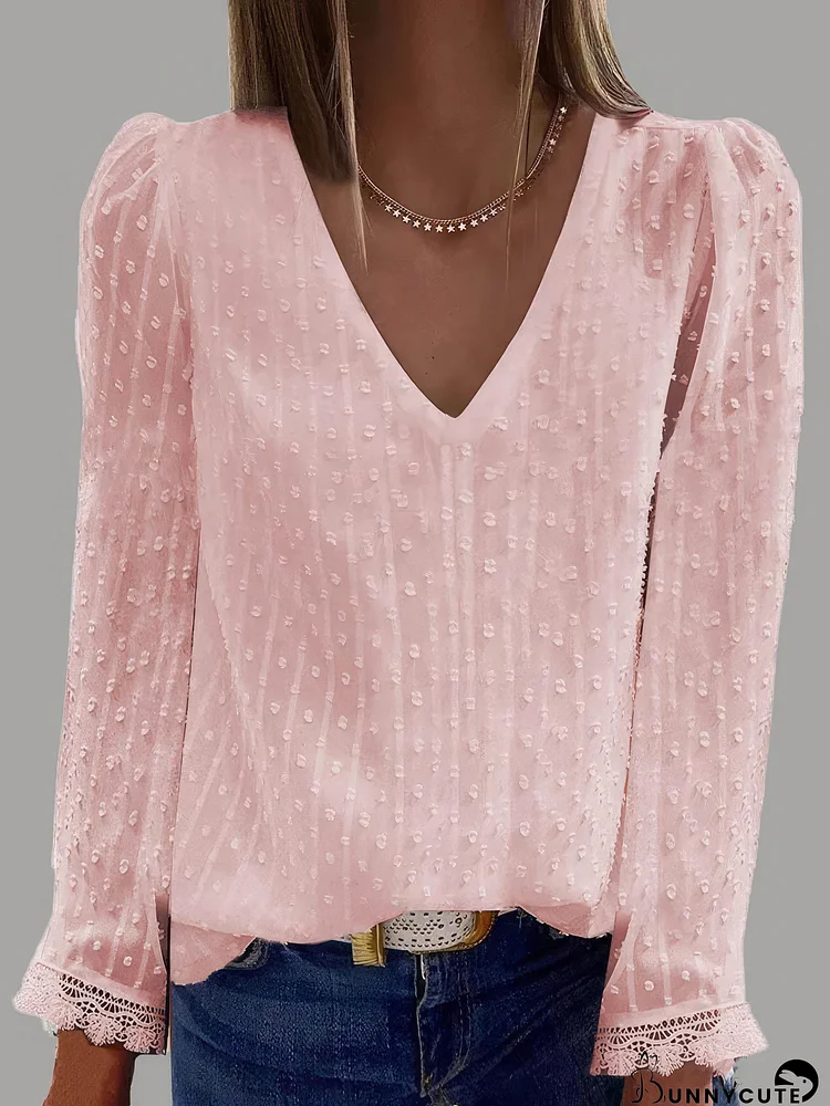 Loose V-neck Long-sleeved Blouse