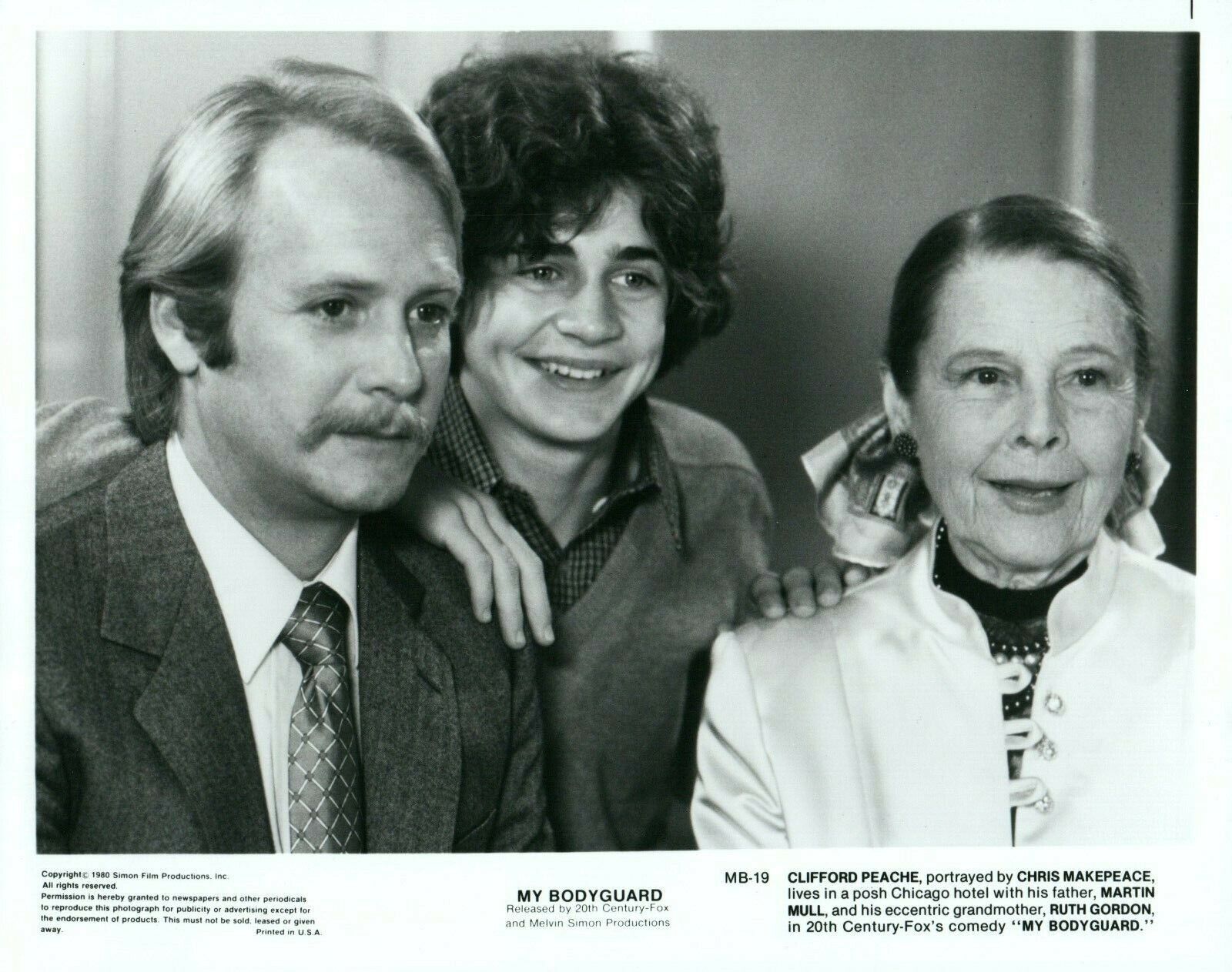 CHRIS MAKEPEACE MARTIN MULL RUTH GORDON MY BODYGUARD Movie 8x10 Promo Photo Poster painting 1980