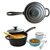 Cast Iron Milk Pot Easy To Clean Non Stick Sauce Pots.Small Cooking Pot with Lid and Long Handle for Restaurant Household Cooking