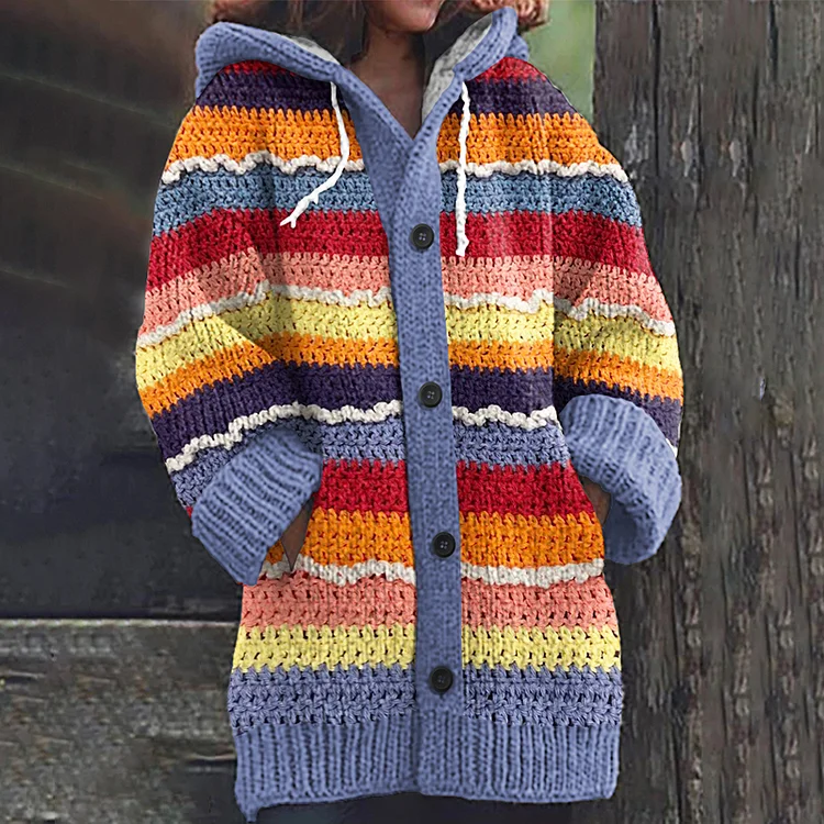 Vintage Multicolor Icelandic Knitted Cozy Sweater Cardigan