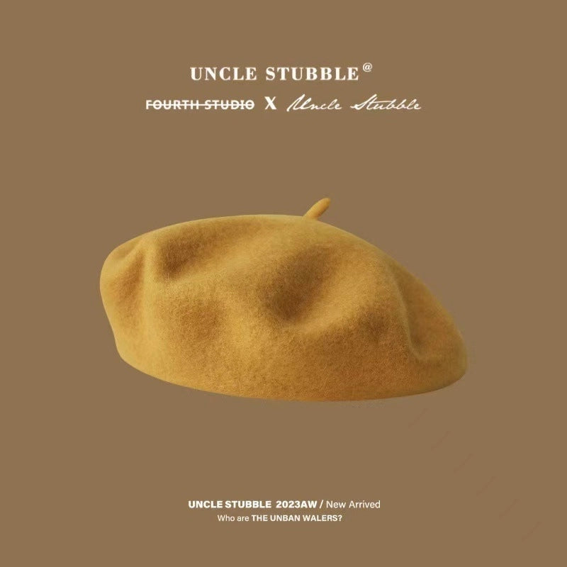 High Quality/Australian Wool Beret Not Easy To Pill Korean Style Solid Color Retro Painter Hat Girl/good Style