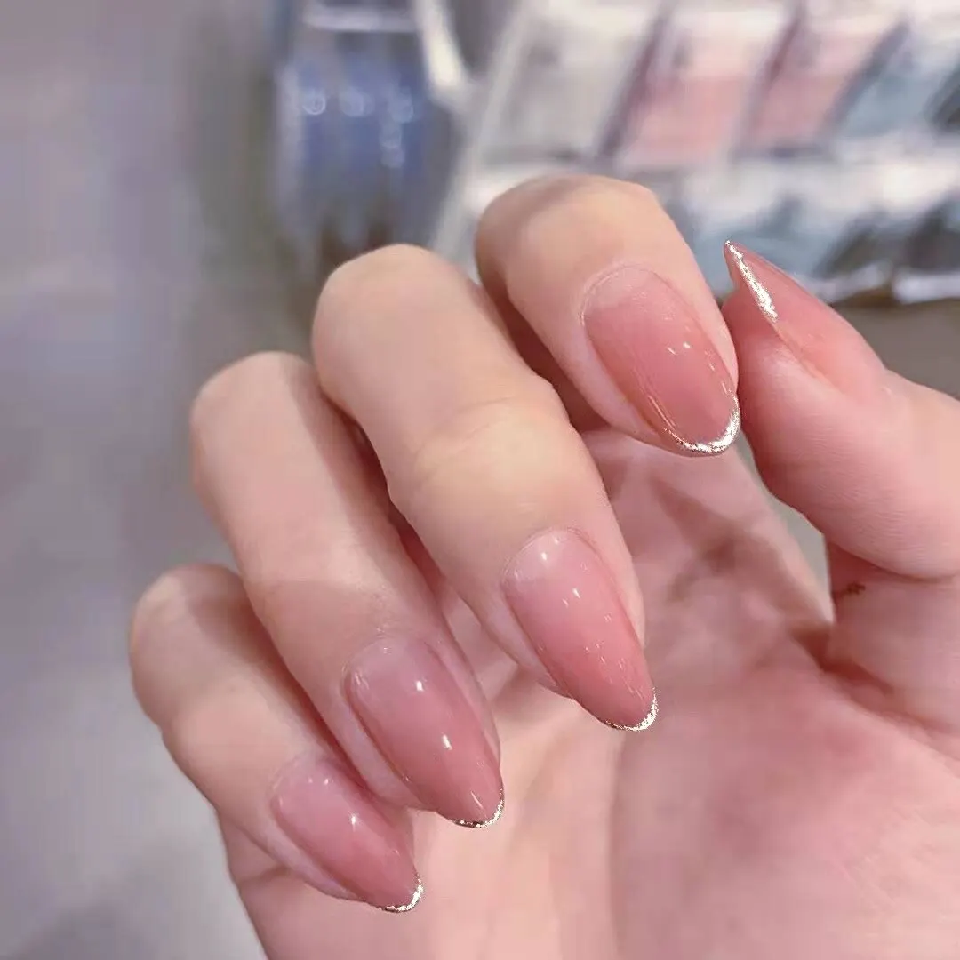 24pcs French False Nails Hit Color Nail Tips With Glue Press On Nail Manicure Tools Full cover Flat Fake Nail Art Decoration-Nail Inspo