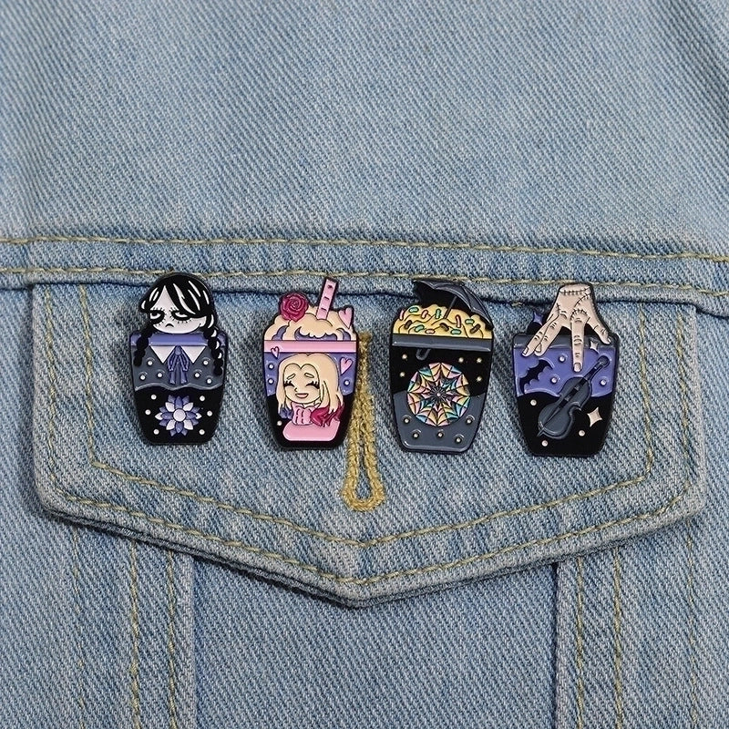 Cartoon Style Cute Cowboy Style Cartoon Character Cup Alloy Stamping Stoving Varnish Women’s Brooches