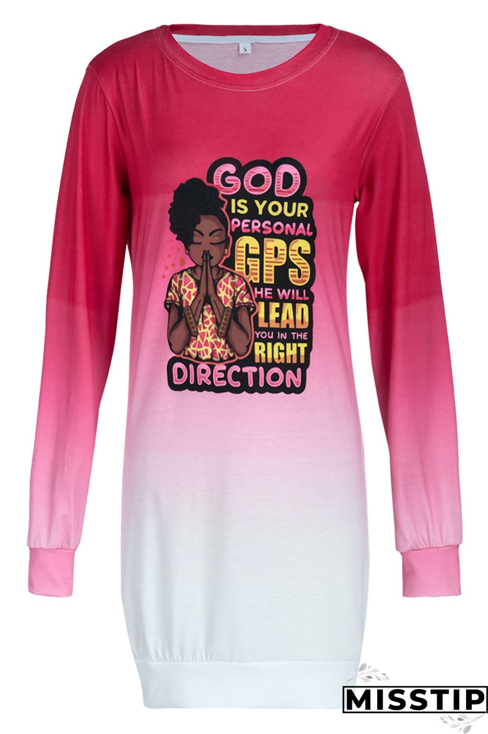 Purple Fashion Casual Print Basic O Neck Long Sleeve Plus Size Dresses