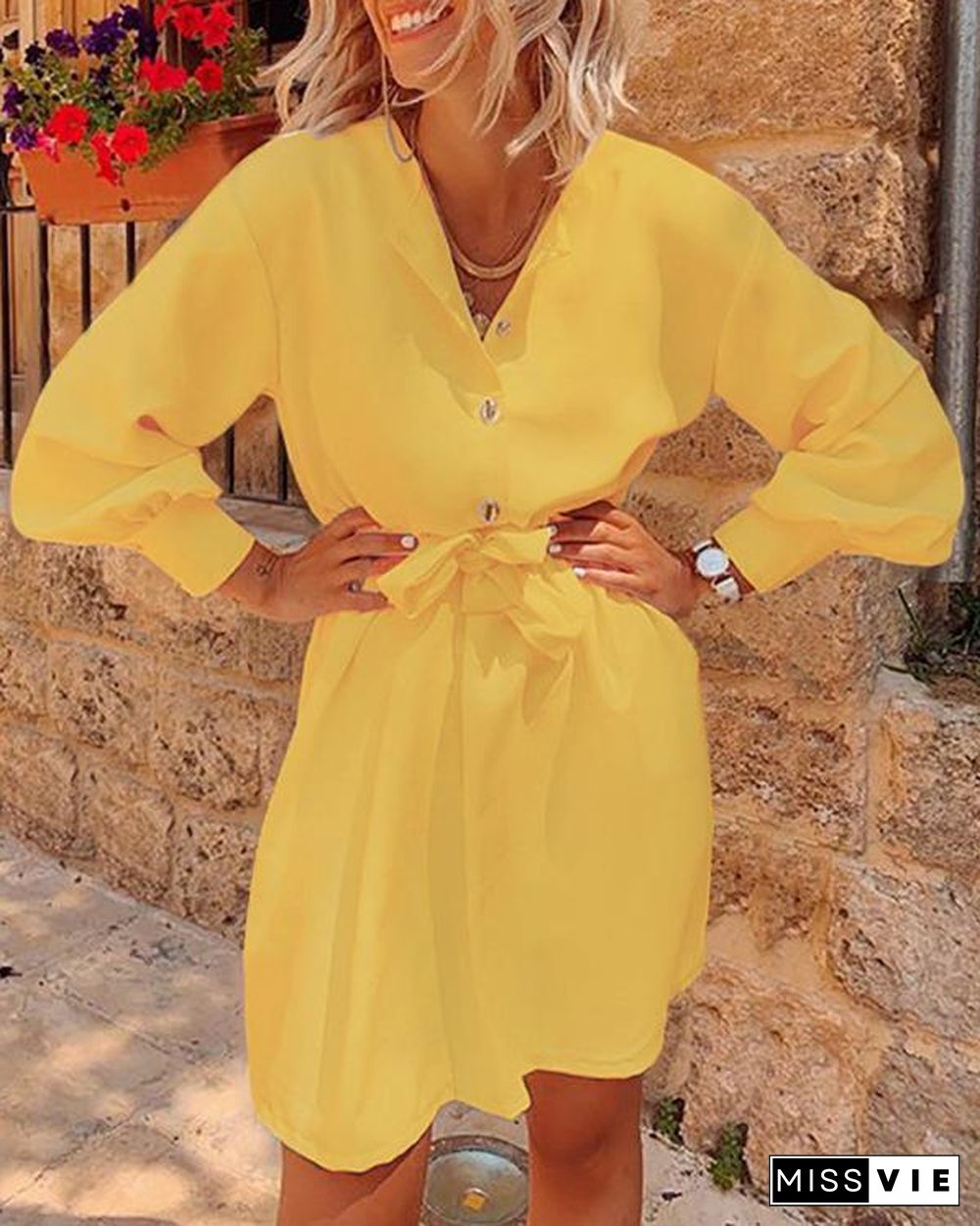 Elegant Long Sleeve Sexy Deep v Neck Dress