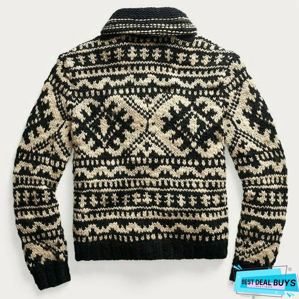 Men's Jacquard Knitted Coat