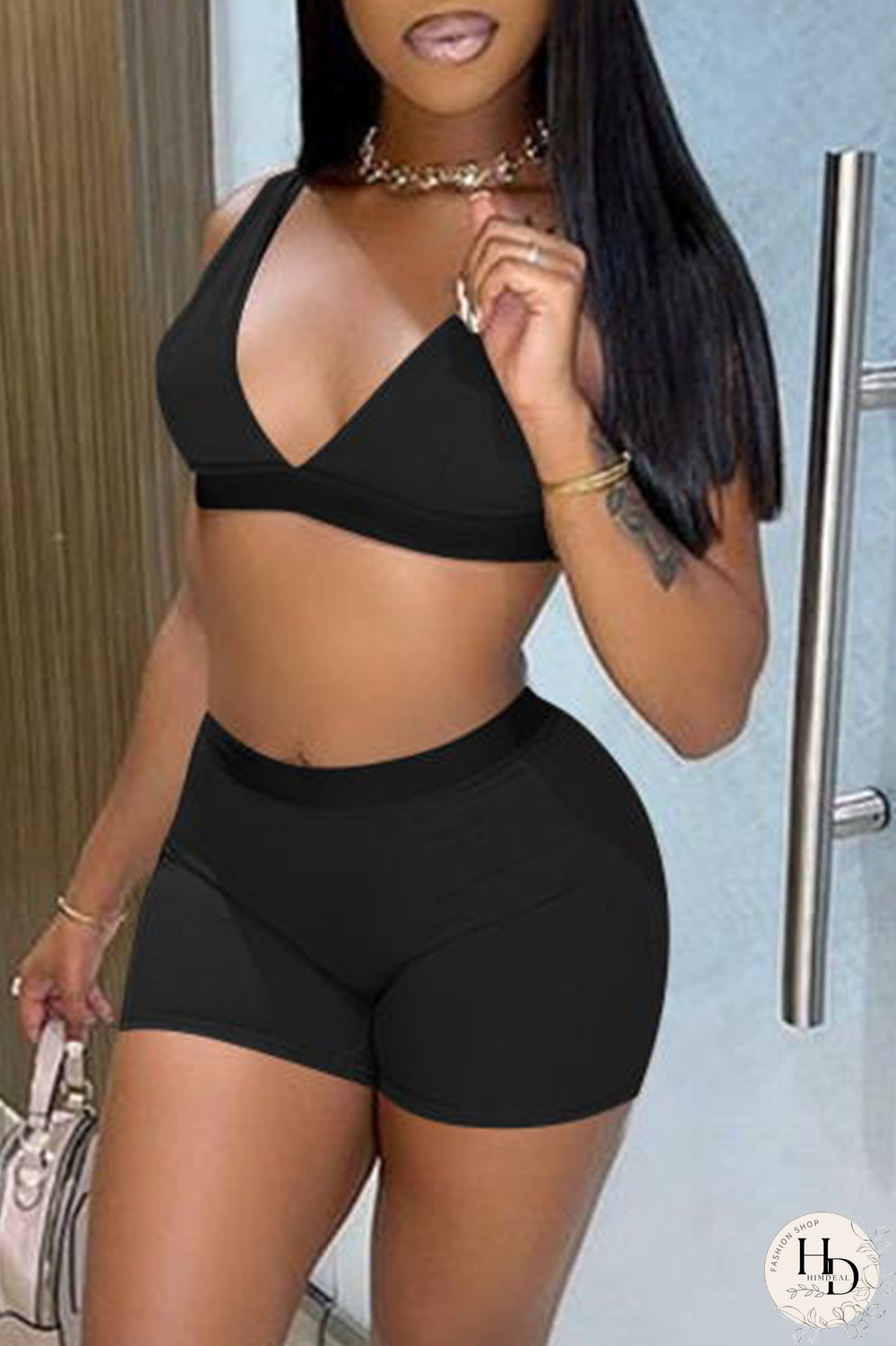 Royal Blue Sexy Solid Split Joint V Neck Sleeveless Two Pieces